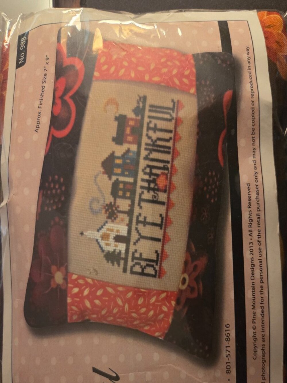 Pine Mountain Designs Be Ye Thankful Cross Stitch Pillow Kit Sandra Workman 988